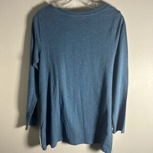 Soft Surroundings Blue Heathered Long Sleeve Tunic Top with Lace Detail M